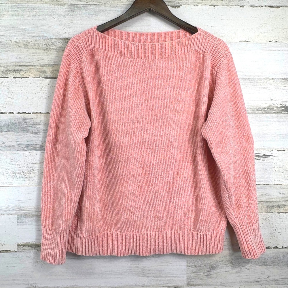 Tommy Bahama Island Luna Chenille Boat Neck Sweater Small Salmon Pink Coastal